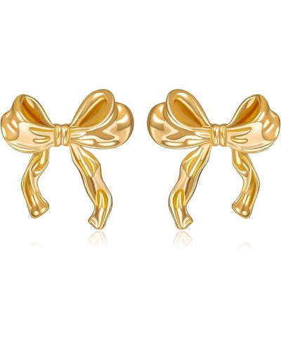 Gold Bow Earrings for Women Ribbon Earrings Gold Silver Bow Knot Earring Bow Stud Earrings Party Jewelry Gifts for Women Girl...