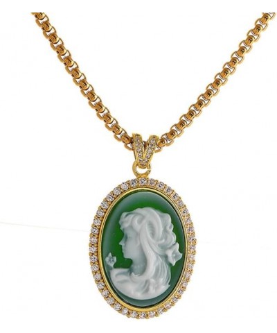 Victorian Lady Cameo Necklace, Oval Lady Maiden Cameo Pendant, Gothic Jewelry for Women Girls $14.24 Necklaces