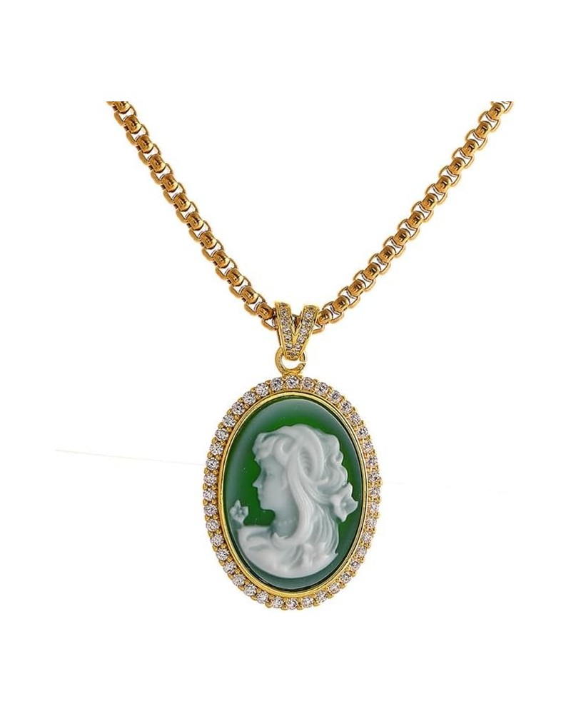 Victorian Lady Cameo Necklace, Oval Lady Maiden Cameo Pendant, Gothic Jewelry for Women Girls $14.24 Necklaces