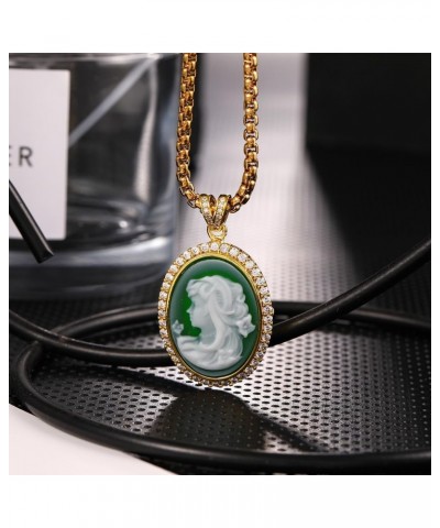 Victorian Lady Cameo Necklace, Oval Lady Maiden Cameo Pendant, Gothic Jewelry for Women Girls $14.24 Necklaces