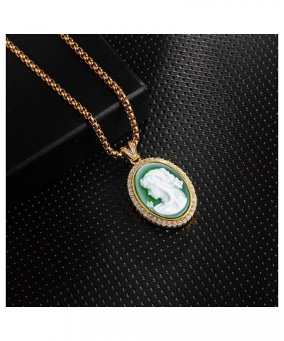 Victorian Lady Cameo Necklace, Oval Lady Maiden Cameo Pendant, Gothic Jewelry for Women Girls $14.24 Necklaces