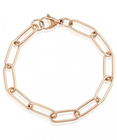 | ELYA Stainless Steel Adjustable Paperclip Bracelet - 3mm to 7mm Wide Large - Rose Gold $14.38 Bracelets