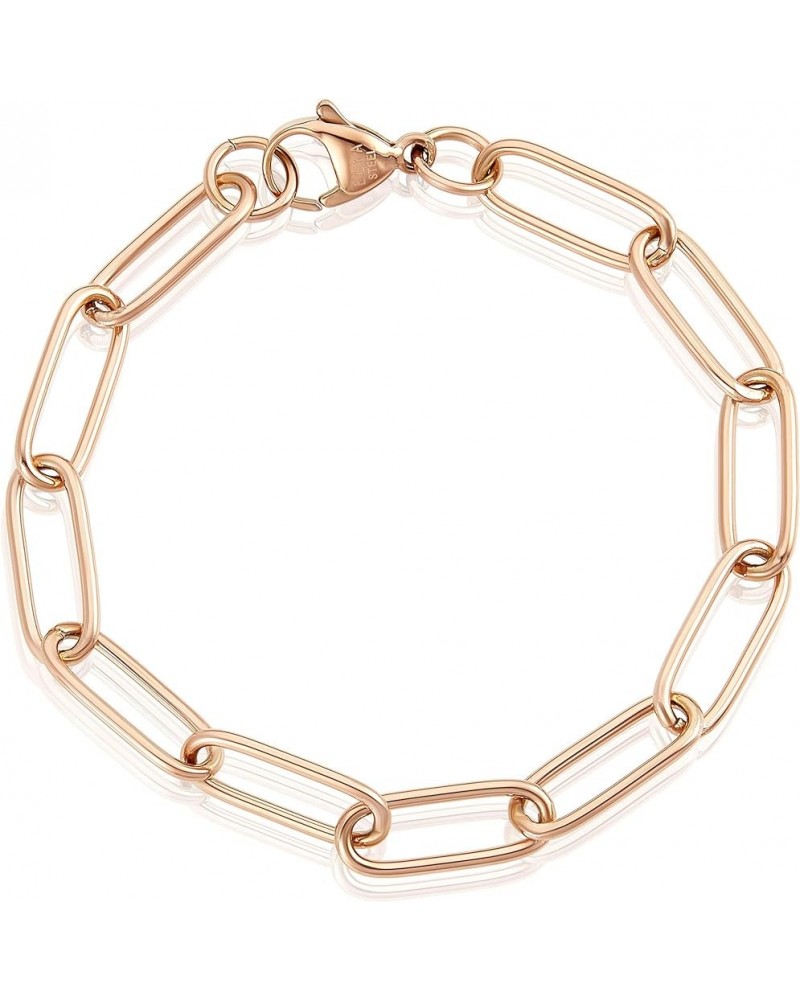 | ELYA Stainless Steel Adjustable Paperclip Bracelet - 3mm to 7mm Wide Large - Rose Gold $14.38 Bracelets