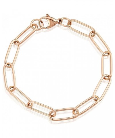 | ELYA Stainless Steel Adjustable Paperclip Bracelet - 3mm to 7mm Wide Large - Rose Gold $14.38 Bracelets