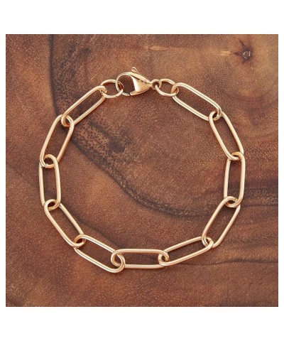 | ELYA Stainless Steel Adjustable Paperclip Bracelet - 3mm to 7mm Wide Large - Rose Gold $14.38 Bracelets