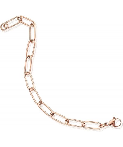 | ELYA Stainless Steel Adjustable Paperclip Bracelet - 3mm to 7mm Wide Large - Rose Gold $14.38 Bracelets