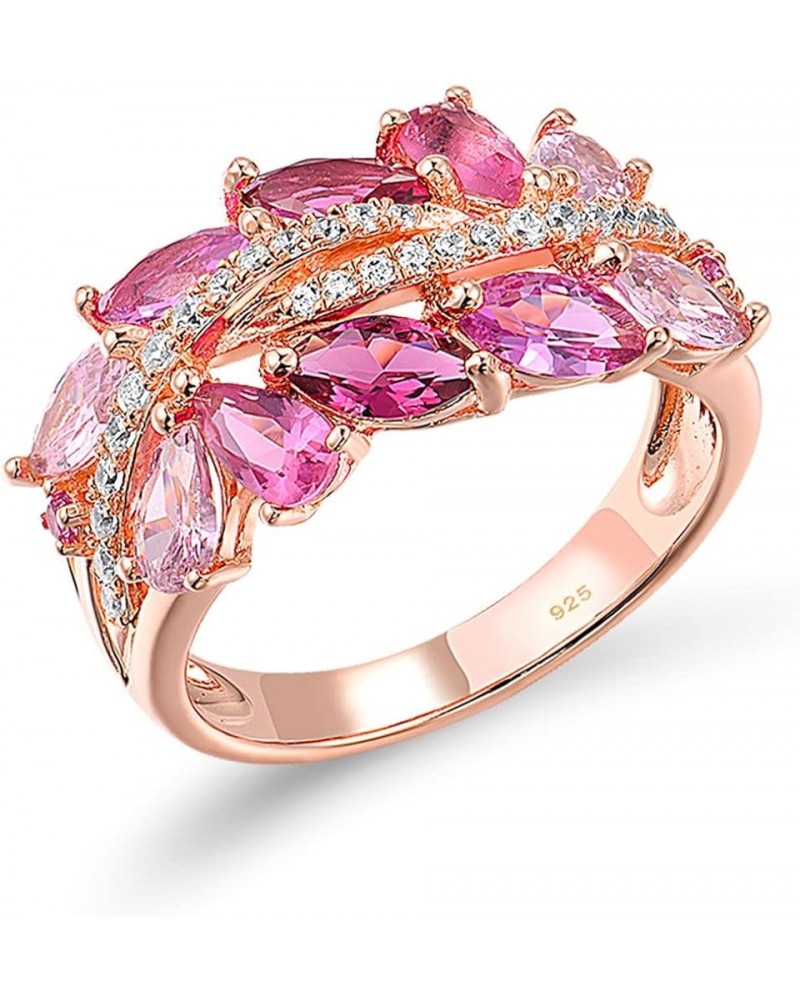 925 Sterling Silver Simulated Diamond Engagement Wedding Rings Pink $15.05 Rings