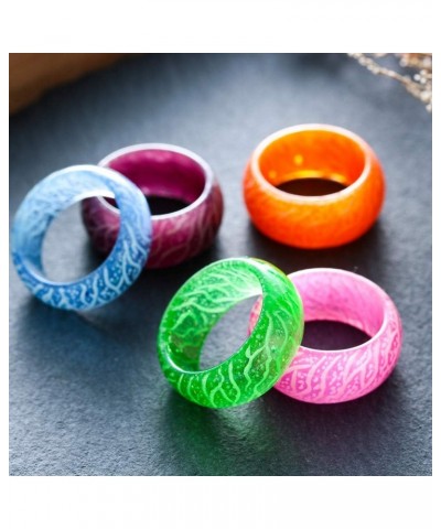 Luminous Glow Ring Glowing in The Dark Jewelry Women Men Fluorescent Rings Resin Finger Ring Band Rings Decoration(7,Pink) Pi...