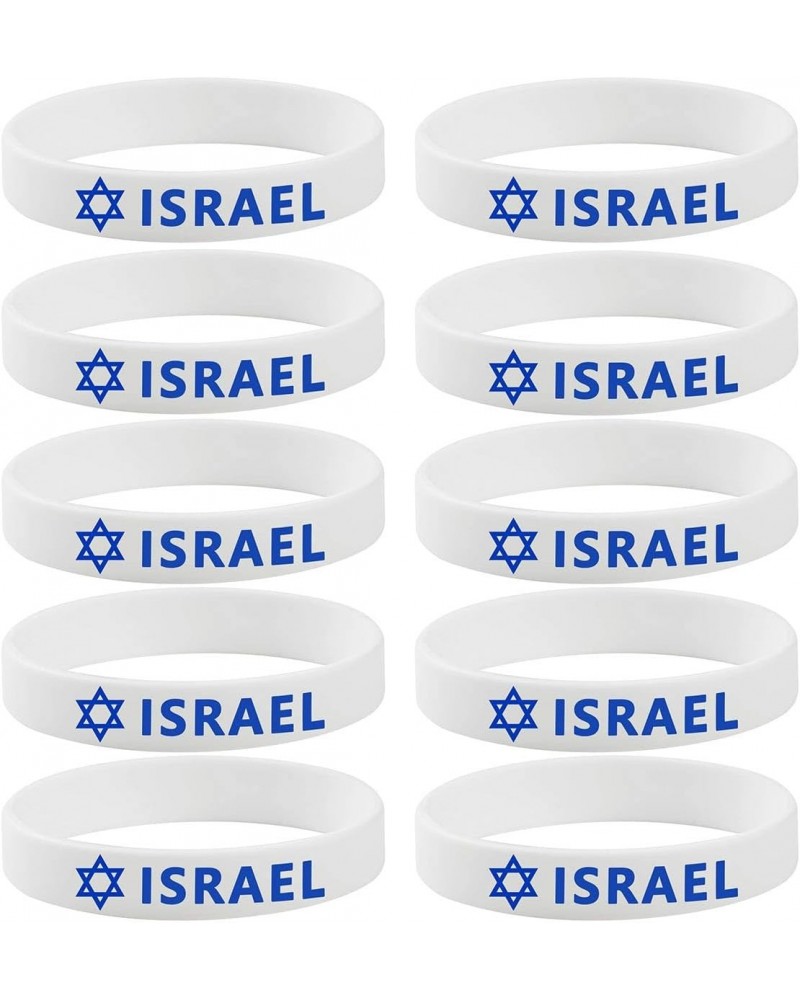 10 Pack Israel Bracelets Rubber Israel Flag I Stand With Israel Support Israel Silicone Wristbands for Men&Women $7.64 Bracelets