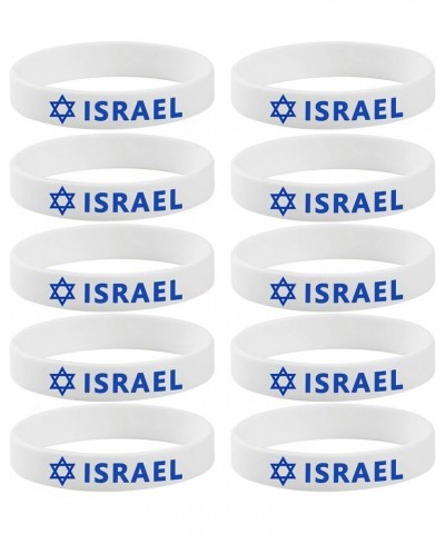 10 Pack Israel Bracelets Rubber Israel Flag I Stand With Israel Support Israel Silicone Wristbands for Men&Women $7.64 Bracelets