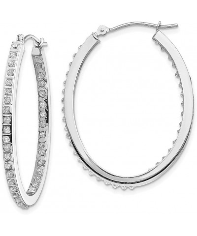 14K White Gold Diamond Oval Twist Hinged Hoop Earrings 14K White Gold - 36mm - 1.42 inch $88.98 Earrings