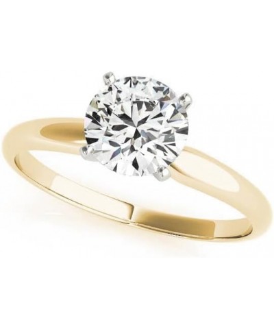 Solitaire Diamond Engagement Ring for Women with 1 CTW Round Cut Lab-Grown Diamond set in 14K Real Gold E-F, VS1-VS2 Diamond ...