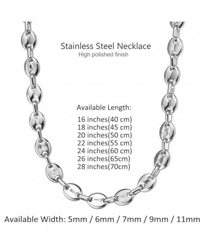 Stainless Steel Coffee Beans Chain Necklace Bracelet for Men Women Minimalist Chunky Hip Hop Jewelry Silver 11mm 26.0 Inches ...