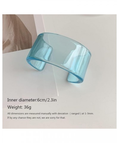 Acrylic Colorful Resin Geometric Simple Open Bracelet Transparent Wide Cuff Bangle (38MM)blue $7.13 Bracelets