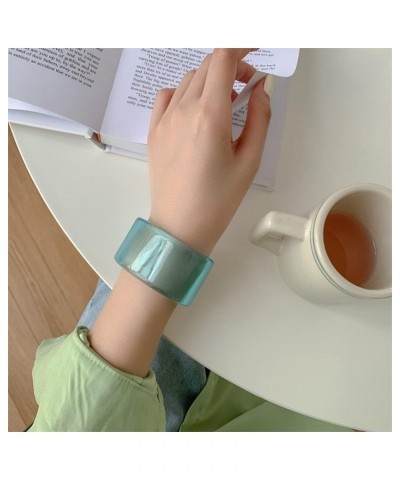 Acrylic Colorful Resin Geometric Simple Open Bracelet Transparent Wide Cuff Bangle (38MM)blue $7.13 Bracelets