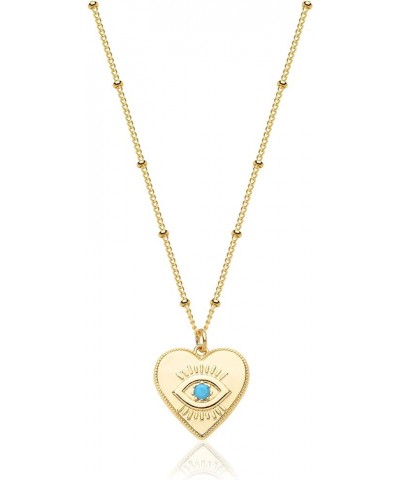 Gold Dainty Evil Eye Necklace for Women 18K Gold Plated Cute Delicate Solitaire Cubic Zirconia Boho Protection Evil Eye Minim...