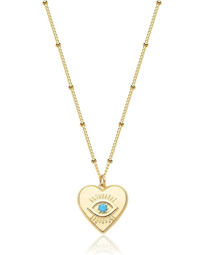 Gold Dainty Evil Eye Necklace for Women 18K Gold Plated Cute Delicate Solitaire Cubic Zirconia Boho Protection Evil Eye Minim...