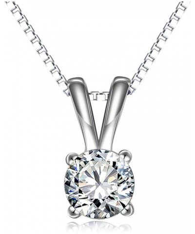 925 Sterling Silver 5A Cubic Zirconia Necklace Solitaire Pendant Necklace for Women 1.0 Carats Round CZ Pendant Necklace $12....