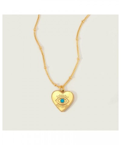 Gold Dainty Evil Eye Necklace for Women 18K Gold Plated Cute Delicate Solitaire Cubic Zirconia Boho Protection Evil Eye Minim...