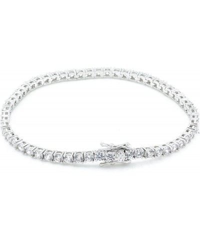 Unisex Tennis Bracelet 3mm 4mm 5mm Round Cut Cubic Zirconia Real Solid 925 Sterling Silver Tennis Bracelet silver 3mm 6.5 Inc...