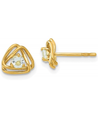 14k Gold Ball & Button Post Birthstone Gemstone Earrings (Length 7.3 mm Width 7.3 mm) yellow-gold aquamarine $78.03 Earrings