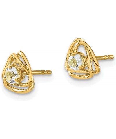 14k Gold Ball & Button Post Birthstone Gemstone Earrings (Length 7.3 mm Width 7.3 mm) yellow-gold aquamarine $78.03 Earrings