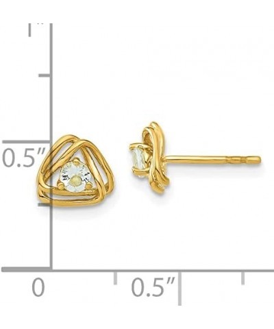 14k Gold Ball & Button Post Birthstone Gemstone Earrings (Length 7.3 mm Width 7.3 mm) yellow-gold aquamarine $78.03 Earrings