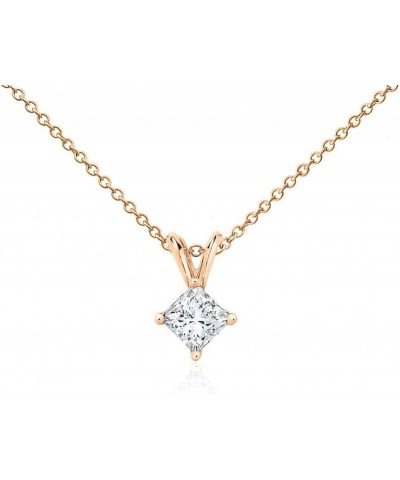 Princess Cut Diamond Solitaire Pendant in White & Yellow Gold Rose Gold 0.07 carats $150.14 Necklaces