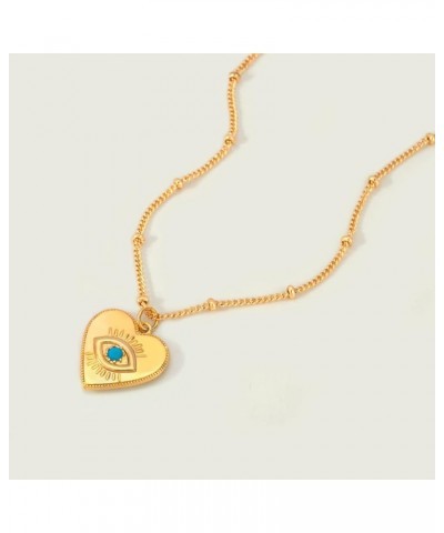 Gold Dainty Evil Eye Necklace for Women 18K Gold Plated Cute Delicate Solitaire Cubic Zirconia Boho Protection Evil Eye Minim...