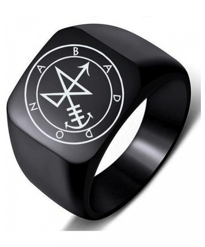 Engraved Silver Stainless Steel Ring Mens Womens Sigil of Abaddon 3.Black 17MMx18MM $6.32 Rings