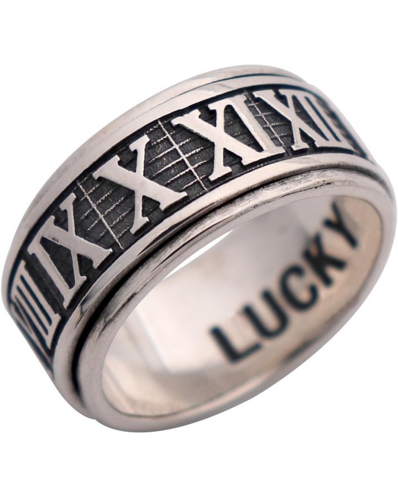 Retro Roman Numerals Ring 925 Sterling Silver Spinner Fidget Ring Band for Men Women Size 6.5-10.5 $16.95 Others