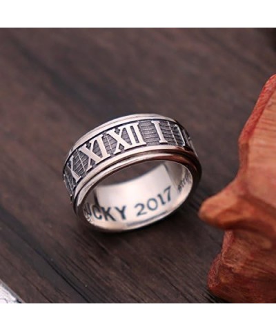 Retro Roman Numerals Ring 925 Sterling Silver Spinner Fidget Ring Band for Men Women Size 6.5-10.5 $16.95 Others