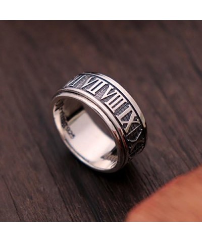 Retro Roman Numerals Ring 925 Sterling Silver Spinner Fidget Ring Band for Men Women Size 6.5-10.5 $16.95 Others