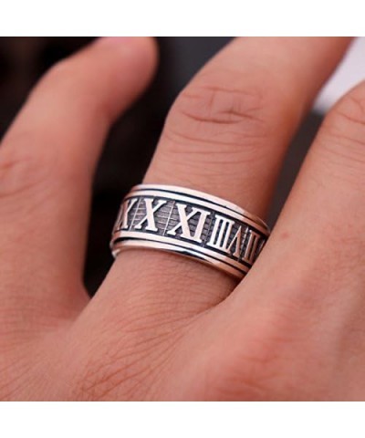 Retro Roman Numerals Ring 925 Sterling Silver Spinner Fidget Ring Band for Men Women Size 6.5-10.5 $16.95 Others