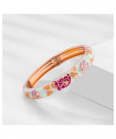 Cloisonne Bracelet Butterfly and Flower Enamel Cuff Bangles Gold Hinged Bracelets Jewelry Set for Women Gift Box 55A102 A102-...