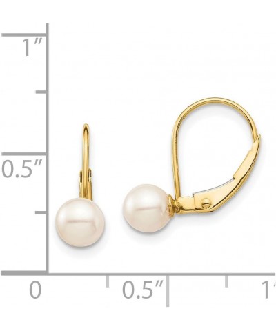 14k Yellow Gold 5-6mm White Round Cultured Pearl Leverback Earrings Gift for Women $36.80 Earrings