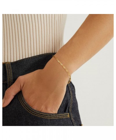 Gold Bracelet for Women 18K Gold Plated Dainty Paperclip Cubic Zirconia Disc Coin Star Cable Satellite Bead Pearl Simple Boho...