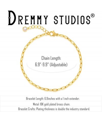 Gold Bracelet for Women 18K Gold Plated Dainty Paperclip Cubic Zirconia Disc Coin Star Cable Satellite Bead Pearl Simple Boho...