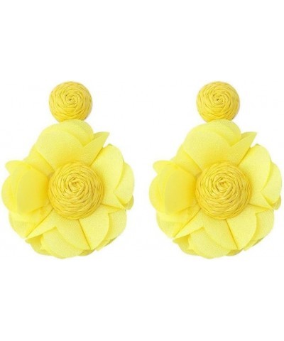 Lafite Flower Colored Earrings Bohemian Valentine's Day Gift for Girl Woman to the Beach Fluorescent yellow $4.98 Earrings