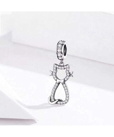 Love Cat Charm Lucky Cats Charms 925 Sterling Silver Cute Charm Pet Kitten Animal Charms for Cat Lovers Hollow Cat dangle $10...