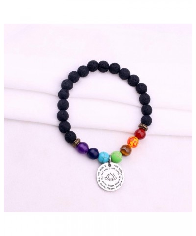 7 Chakra Ho'oponopono Prayer Bracelet I'm Sorry Please Forgive Me Thank You I Love You Yoga Gift Elastic Lava Stone $10.82 Br...