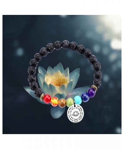 7 Chakra Ho'oponopono Prayer Bracelet I'm Sorry Please Forgive Me Thank You I Love You Yoga Gift Elastic Lava Stone $10.82 Br...