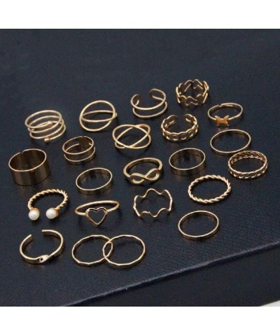 15PCS Knuckle Stacking Rings Set for Women Vintage Rhinestone Finger Statement Ring Sets Simple Carved Stackable Ring for Tee...