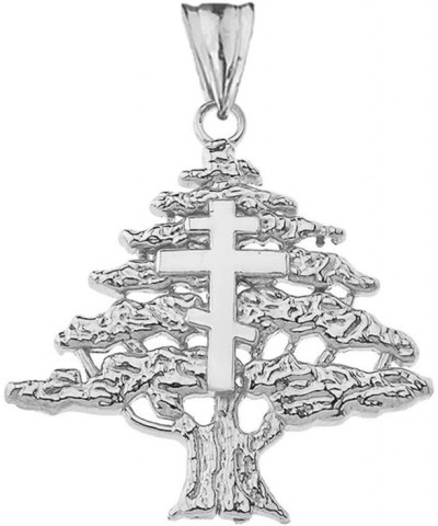 Middle Eastern Jewelry Fine Sterling Silver Lebanese Cedar Tree with Orthodox Cross Pendant $16.79 Necklaces