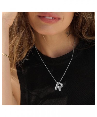 Bubble Letter Necklace Balloon Alphabet Pendant Necklace for Women Gold Balloon Letter Necklace Silver Initial Choker Necklac...