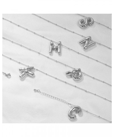 Bubble Letter Necklace Balloon Alphabet Pendant Necklace for Women Gold Balloon Letter Necklace Silver Initial Choker Necklac...