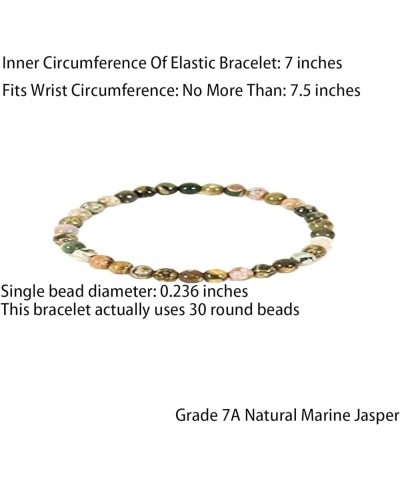 Natural Gemstone 6mm Round Bead Stretch Bracelet, Gemstone Beaded Bracelet For Women, Men And Teenagers Grade 7A Marine Jaspe...