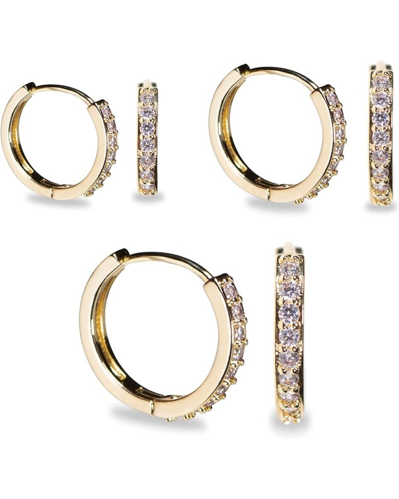 Gold Hoops Earrings 3 Pcs Set $13.08 Earrings