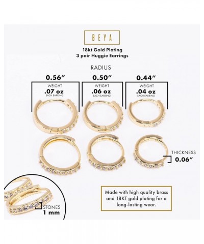 Gold Hoops Earrings 3 Pcs Set $13.08 Earrings