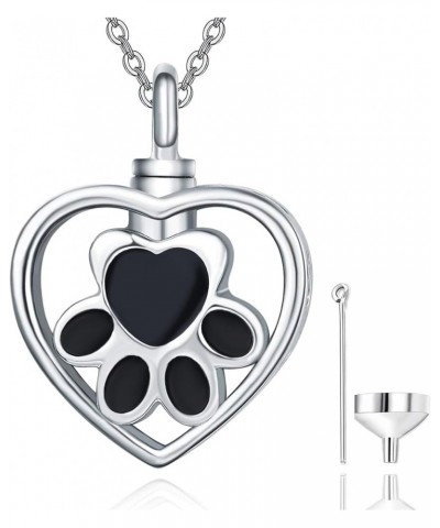 Pet Cremation Jewelry Urn Necklace for Ashes for Dog/Cat/Pets Sterling Silver Paw Print Locket Memorial Pendant Unisex Keepsa...